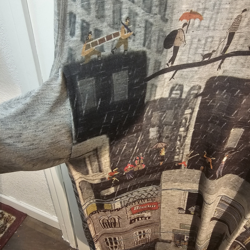 Inoah Graphic T Shirt Dress Medium City Print Pockets - Picture 5 of 8